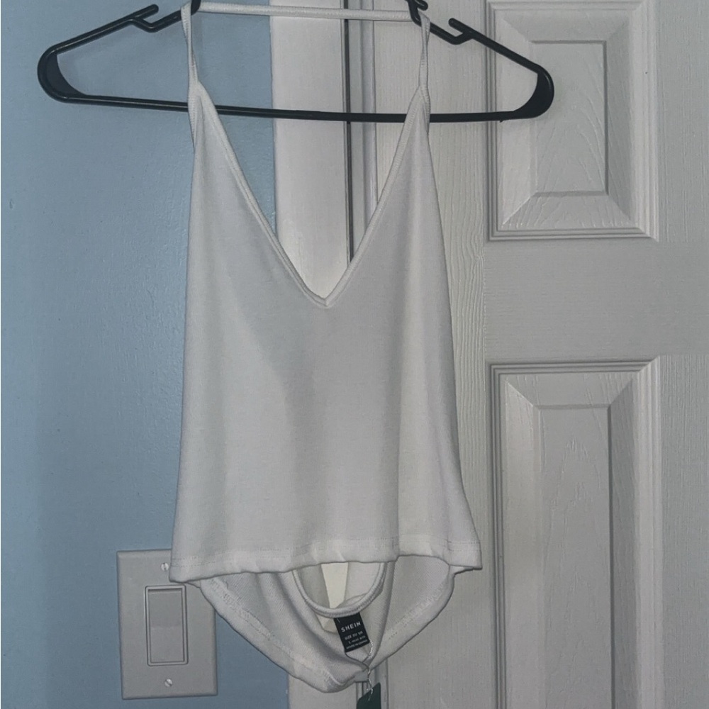 white cropped tank top open back
